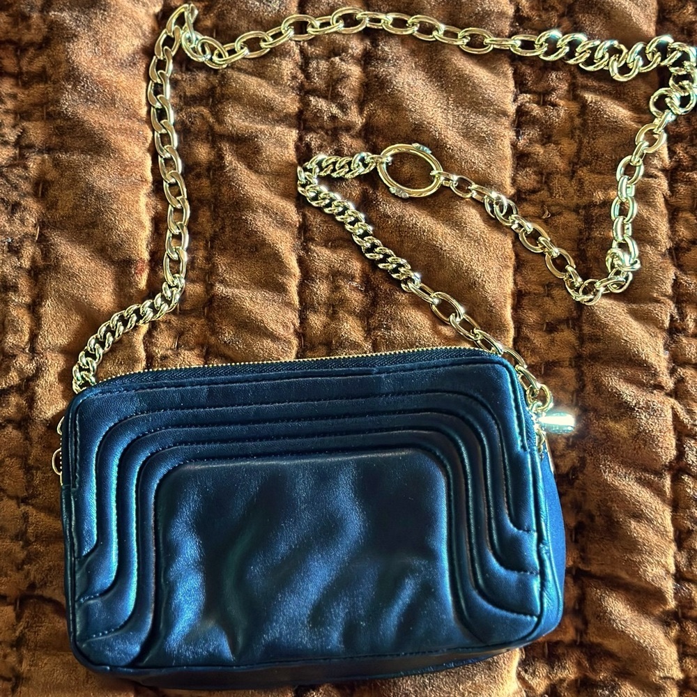 Henri Bendel Black Soft Leather Chain Purse